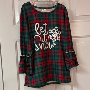 Plaid 'Let It Snow' Long Sleeve Top